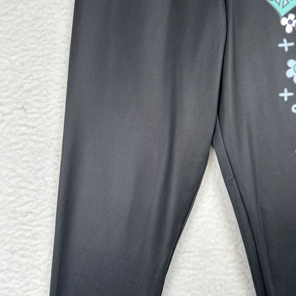 Adidas NEW Girls Floral Print 7/8 Athletic Leggings Gray Multicolor Sz Large